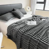 Thumbnail for Luxury Faux Fur Velvet Striped Blanket